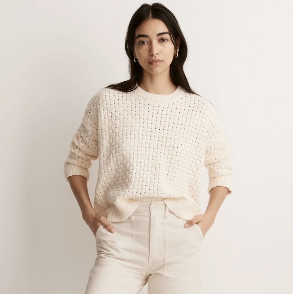 Madewell Ivory Cable Knit Sweater